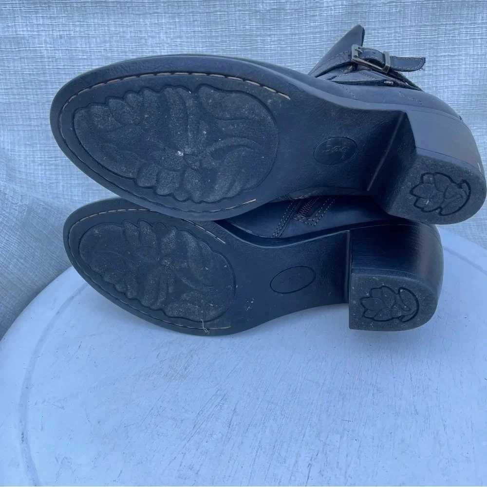 B.O.C. Born Shea Ankle Booties 8.5 M Black Leather Buckle Almond Toe Shoes